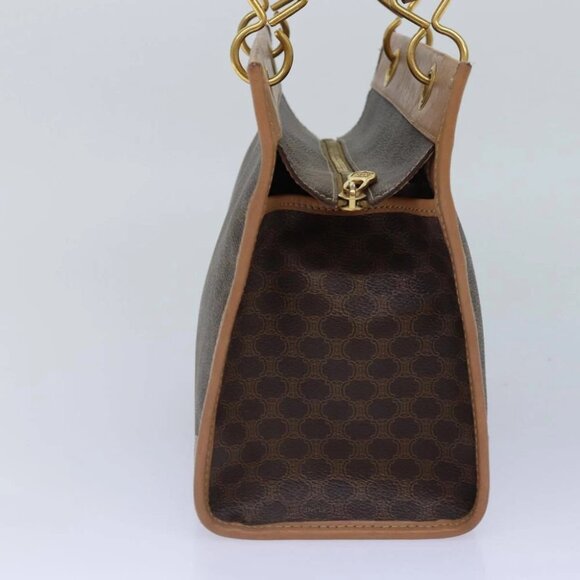 CELINE Macadam Canvas Hand Bag PVC Leather Brown Gold - Picture 6 of 16